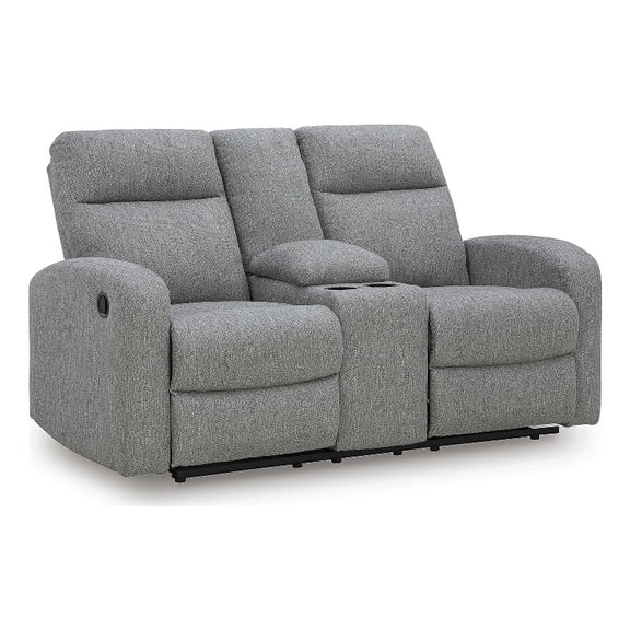 Signature Design by Ashley Carrigan Lane Gray Reclining Loveseat with Console