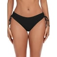 thumbnail image 3 of Ocean Blues Women's Full Coverage Swim Bottoms Sides Drawstring Mid Rise Bikini Bottom Black Bathing Suit Size S, 3 of 8