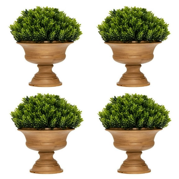 Spaco 4-Pack Artificial Boxwood Topiary Trees, Artificial Tree, Mini Fake Plant Set of 4 for Indoor and Outdoor, Green