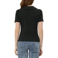 thumbnail image 3 of INSPIRE CHIC Women's Peter Pan Collar Career Button Down Shirt XL Black, 3 of 6