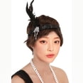 thumbnail image 3 of Mujeres ración de cabellero Elástica Color Negro y Plata Artificial para Disfraz Accesorios de jinwen Diadema de plumas, 3 of 7