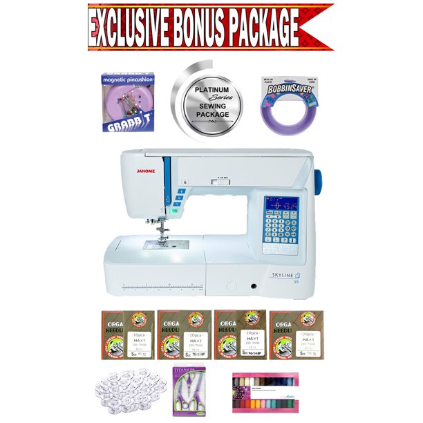 Janome Skyline S5 Computerized Sewing Machine w/ Exclusive Platinum