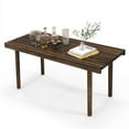 thumbnail image 1 of Costway 39" Coffee Table Rubber Wood Rectangle Cocktail Tea Table Slatted Tabletop Brown, 1 of 10
