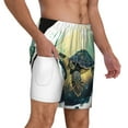 thumbnail image 3 of Picia Watercolor Turtle3 pattern Mens Swim Trunks with Compression Liner Stretch Beach Shorts Quick Dry with Zipper Pockets No-Chafing Board Shorts-Small, 3 of 9