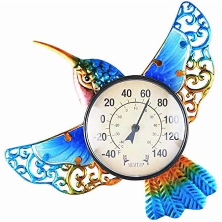 ZLCThermometer Indoor Outdoor Patio Weather Thermometer Wall Hummingbird No Battery Required Hanging Decor Hygrometer