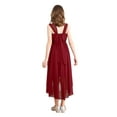 thumbnail image 2 of Linjinx Kids Girls Bridesmaid Party Dress Sequin Ruched Sleeveless High-low Hem Grace Chiffon Dress Burgundy 10, 2 of 7