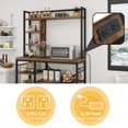 thumbnail image 3 of DWVO 8 Tier Kitchen Bakers Rack with Power Outlets, 39" Freestanding Microwave Stand with 6 S-Shaped Hooks, Kitchen Storage Shelf Organizer, Rustic Brown, 3 of 10