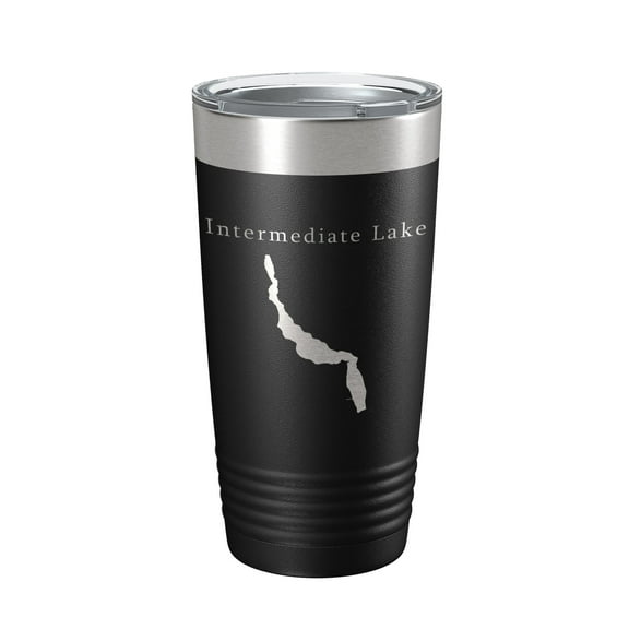 Intermediate Lake Map Tumbler Travel Mug Insulated Laser Engraved Coffee Cup Michigan 20 oz Black