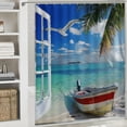 thumbnail image 6 of Orinice Beach Sunshine Shower Curtain Decorated with Fabric on Ocean Beach, Beach Perspective View 72x72 Inch Hawaii Seashore Summer Coastal Seaside Seascape 12 Hooks Waterproof 36x72, 6 of 7