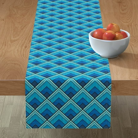 

Cotton Sateen Table Runner 72 - Blue Art Deco Pattern Geometric Retro Vintage Inspired Diamonds 1920S Ombr√© Ombre Diamond Print Custom Table Linens by Spoonflower