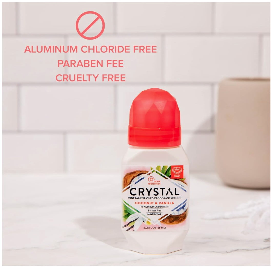 Crystal Déodorant roll-on Body - Noix de coco et vanille - 66 ml