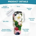 thumbnail image 2 of Yayeee 40oz Stainless Steel Tumbler with Straw and Handle Double-Wall Insulated Travel Water Bottle, Pink Raspberries, 2 of 8