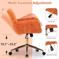 thumbnail image 3 of PAPROOS Vanity Chair with Back, Home Office Chair, Ergonomic Home Desk Chair with Artificial Rabbit Hair, Adjustable Swivel Task Computer Chair with Arm, Wheels, Orange, 3 of 10