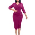 thumbnail image 1 of Gibobby Vestido casual de punto para mujer Vestido de manga globo con cinturón y cuello cruzado en el pecho de color liso para mujer(Morado,G), 1 of 5
