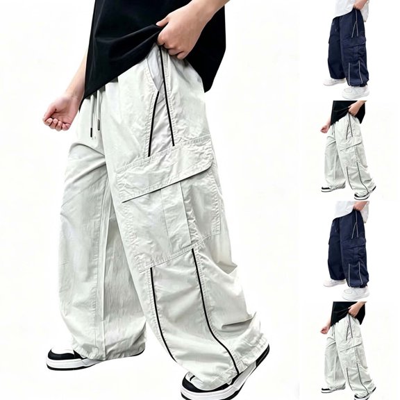 Vornjynx Kids Boys Cargo Pants High Waist Wide Leg with Pocket Casual Summer Outdoor Hiking Pants White Size 8