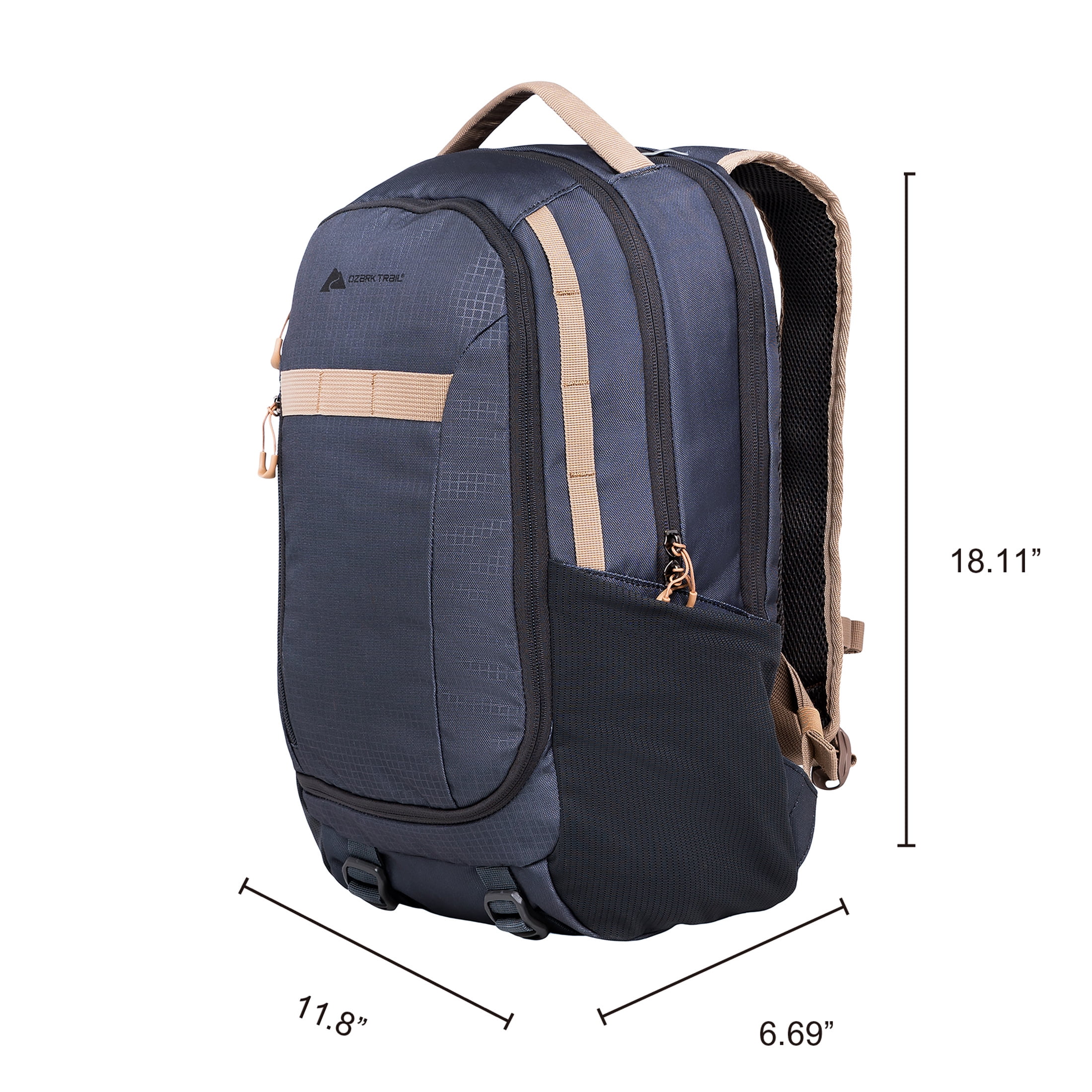 Ozark Trail 20L Adult/Teen Polyester Cedar Daypack Backpack with Padded Laptop Compartment, Gray