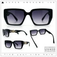 thumbnail image 2 of Womens Rose Metal Button Gem Arm Rimless Rectangle Designer Fashion Sunglasses Black - Smoke, 2 of 8