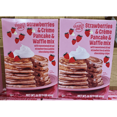 Trader Joe's Strawberries & Crème Pancake & Waffle Mix 16oz 454g (2 Boxes)