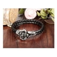 thumbnail image 6 of QQTDFG Stainless Steel Genuine Leather Bracelet Black Silver Men's Unisex Hook G366-default, 6 of 8