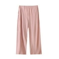 thumbnail image 3 of Swuxness Women's Casual Home Pajamas Pants, Women Long Pajamas Pants, Women Solid Color Wide Leg Drawstring High Elastic Waist Comfortable Loose Sleepwear Pants Pink, XXL, 3 of 4