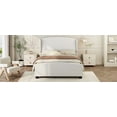 thumbnail image 4 of King Size Beige Linen Upholstered Bed Frame, 51" Wingback Headboard, No Box Spring Needed, Solid Wood Legs. Bedroom Furniture., 4 of 14