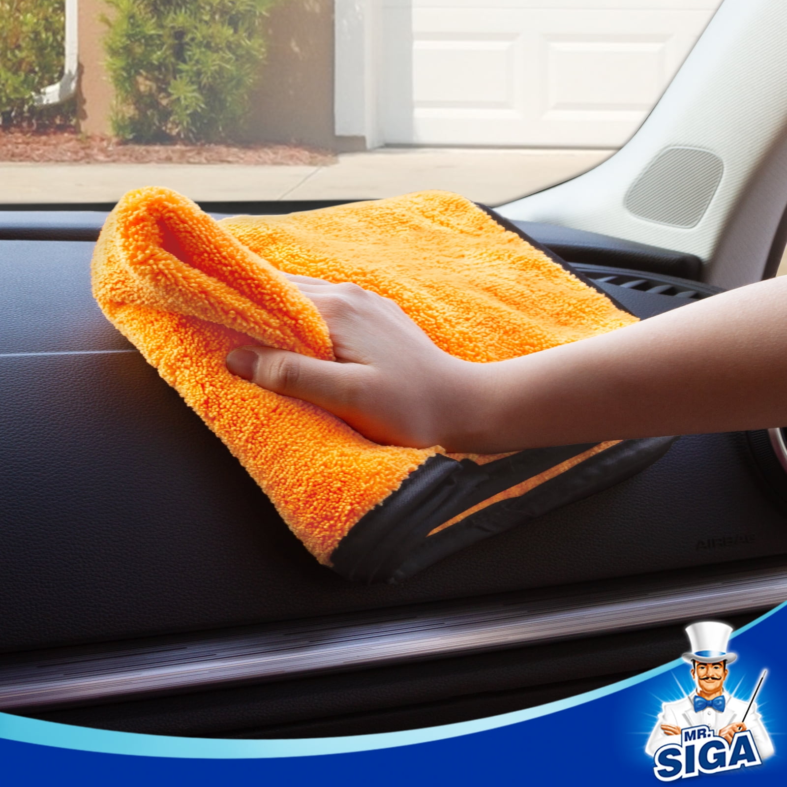 MR.SIGA Professional Premium Microfiber Towels for Cars, Dual-Sided Car Washing and Detailing Towels, Gold,12 Pack