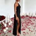 thumbnail image 5 of BRGZLK Women's One Shoulder Dresses High Split Bodycon Ruched Satin Prom Dress Asymmetric Hem Cocktail Wedding Party Maxi Dress Date Night Outfits Black M, 5 of 6