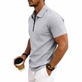 thumbnail image 3 of Waffle Polos Shirts for Adult Men 1/4 Zip Short Sleeve Casual Golf T-Shirt Slim Fit Quarter Zipper Pullover Summer Soft and Breathable Tee Shirts Solid Color Plain Lapel Sport Tops, 3 of 7