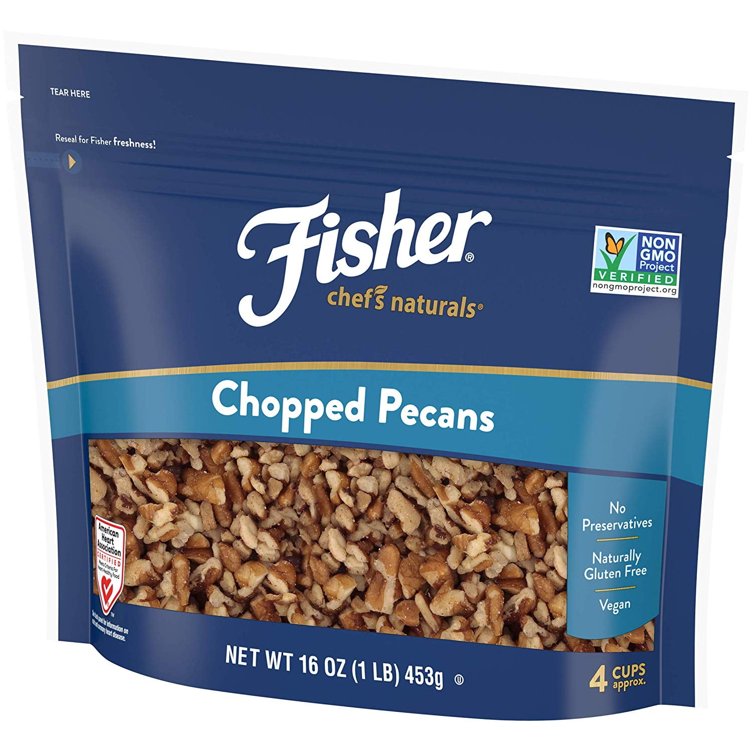 Fisher Chef S Naturals Chopped Pecans 16 Oz Naturally Gluten Free No Preservatives Non Gmo Walmart Com Walmart Com