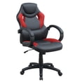 thumbnail image 1 of Poundex Chaise de Bureau en Faux Cuir Noir et Rouge, 1 of 7