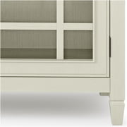 JERFIT Antique White Storage Cabinet with Glass Doors, Low Wood Sideboard Console Table for Living Room, Entryway, Bedroom