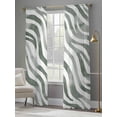thumbnail image 4 of Abstract Lines Sheer Curtains 108 inches Long 2 Panels Set White Green Water Ripple Modern Art Sheer Window Curtain Rod Pocket Voile Drapes for Living Room/Bedroom, Each 52" W x 108" L, 4 of 7