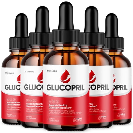Glucopril Advanced Formula Drops Blood Balance Support Supplement Gluco Pril (5 Pack)