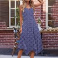 thumbnail image 4 of Kmdttou Women Summer Casual Short Sleeve Dresses Print Sleeveless Pocket Irregular Hem Round Neck Dress (Size:S-2XL), 4 of 5