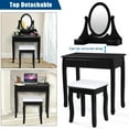 thumbnail image 6 of Gymax Bedroom Wooden Mirrored Makeup Vanity Set Stool Table Set Black, 6 of 10