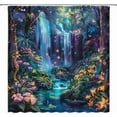 thumbnail image 3 of Forest Waterfall Shower Curtain Jungle Fairy Tale World Rainforest Butterfly Tropical Flower Nature Romantic Bathroom Curtain Set Polyester Fabric Hooks-72"W x 72"L (Pack of 1), 3 of 6