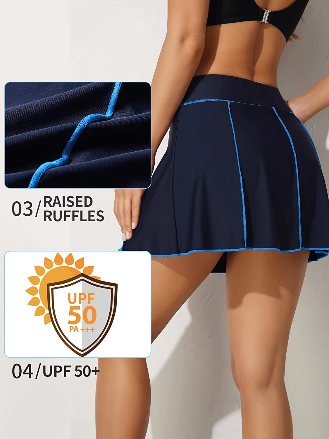 Charmo Women Swim Skirt Bulit in Briefs High Waisted Tummy Control Swim Bottoms