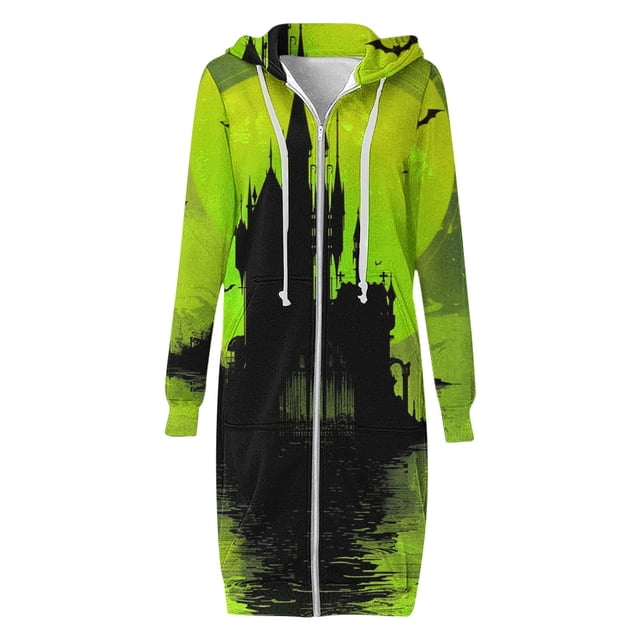 LOVZFMLL Vestes pour Femmes Imprimé Halloween Sweat à Capuche Ample à Manches Longues