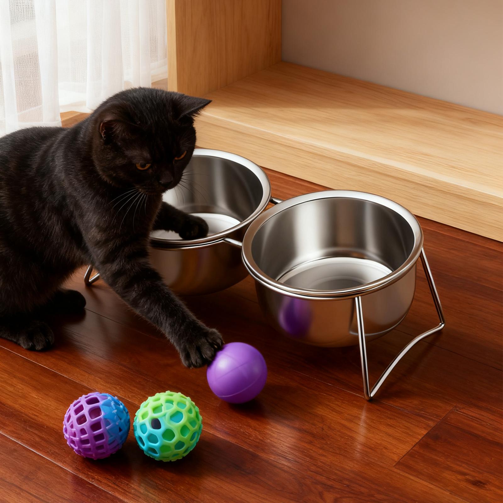 Pet Dish Raised Dog Bowl Elevated Feeding Stand Stainless Steel Material for Dogs Cats