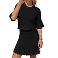 thumbnail image 4 of Women 2 Pieces Knit Set Half Sleeve Pullover Sweater and Mini Skirt Matching Sets, 4 of 7