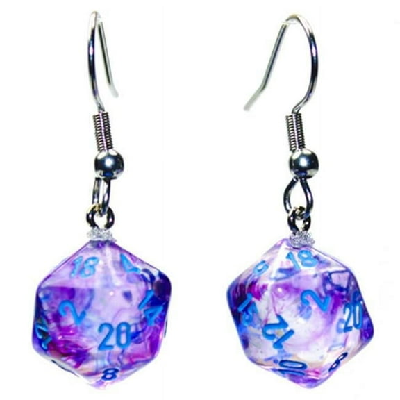 Chessex Dice:  Hook Earrings - Nebula Nocturnal Mini-Poly d20 Pair