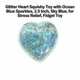 thumbnail image 3 of Glitter Heart Squishy Toy with Ocean Blue Sparkles, 2.5 Inch, Sky Blue, for Relaxation, Squeeze Toy, 3 of 3