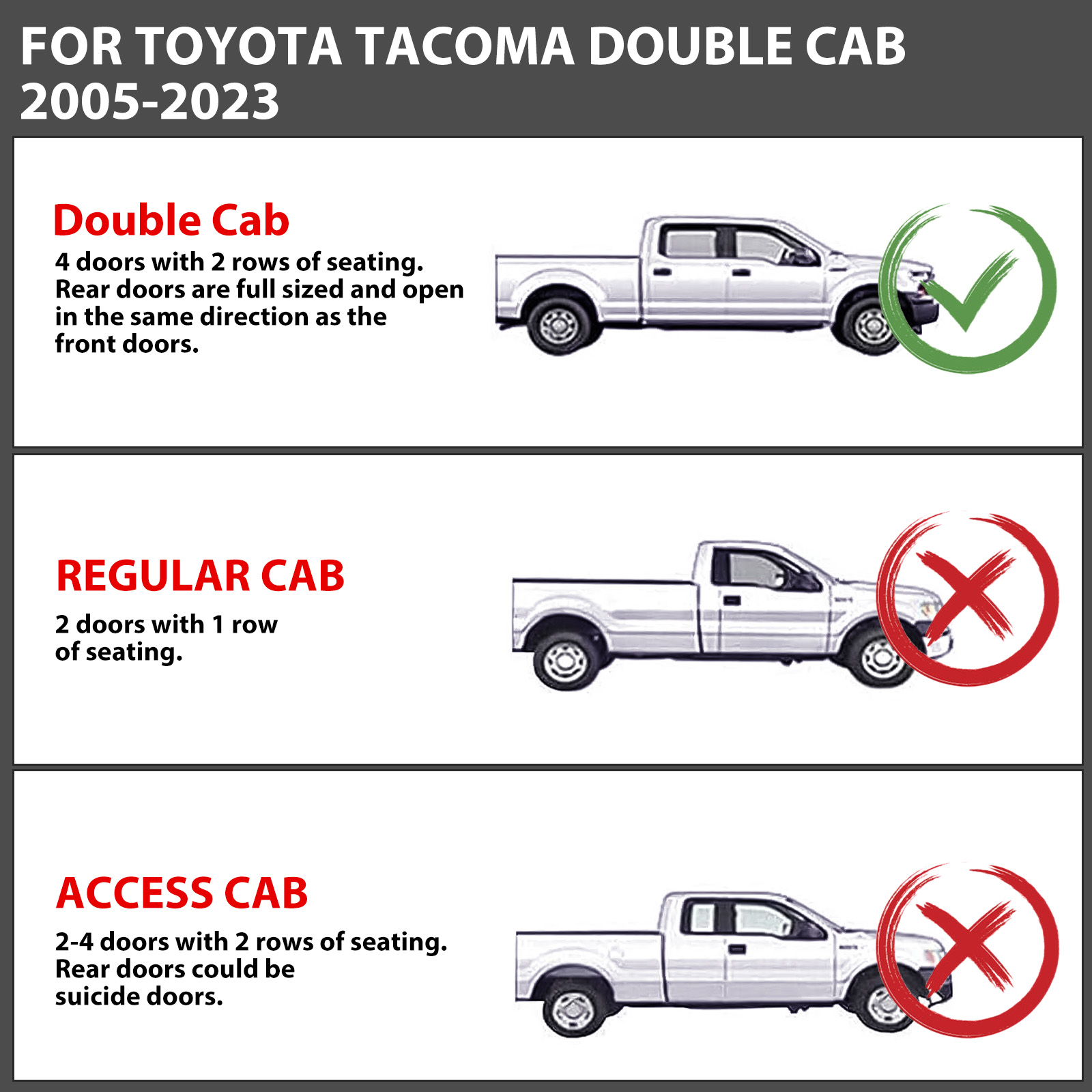 Kojem Roof Rack Cross Bars for 2005-2021 Toyota Tacoma Double Cab Rooftop Luggage Kayak Bicycles Canoe Carrier Set  2 PCS