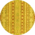 thumbnail image 1 of Ahgly Company Machine Washable Indoor Round Abstract Yellow Modern Area Rugs, 6' Round, 1 of 4