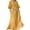 Yellow, variant on QUYUON Women’s Linen Maxi Dress Summer Casual Round Neck Short Sleeve Long Dresses with Pockets Tie Belt Evening Gown Pleated A-Line T Shirt Beach Sundress Style A-217