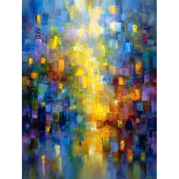 Qisvanset Abstract Impressionist Palette Knife Oil Canvas Wall Art Print, 15.75x11.81 Inches