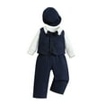 thumbnail image 3 of Otqutp Summer Baby Outfits Set Toddler Kids Boys Gentleman's Dress 4PCS Shirts + Vest + Pants + Hat Child Baby Outfits 0 to 2 Years, 3 of 8