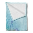 thumbnail image 2 of Flower Soft Flannel Fleece Blanket, Oil Painting Chamomile Pattern with Splash on Background Image Pastoral Expression, Cozy Plush for Indoor and Outdoor Use, 60" x 80", White Blue, by Ambesonne, 2 of 5