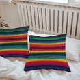 thumbnail image 4 of Mexican Colorful Outdoor Pillow Covers Set of 2 Striped Modern Horizontal Stripes Waterproof Throw Pillow Case Decorative Square Cushion Cover for Patio Couch Garden Balcony, 26"x26", 4 of 9
