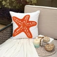 thumbnail image 2 of Pillow Cover, White Handmade Pillowcases 16x16 inch (40x40 cm), Linen Pillow Covers, Sea Creatures, Starfish, Beaded, Beach Style Decorative Zippered Pillow Covers - Starfish Makeover, 2 of 10